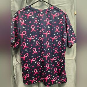 Navy Shirt with Pink Ribbon Design Perferct For Breast Cancer Awareness.
